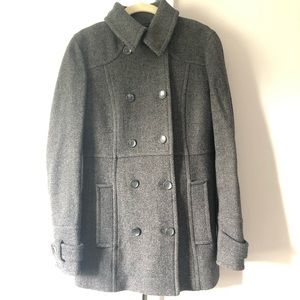 ESPRIT double-breasted wool blend coat dark gray